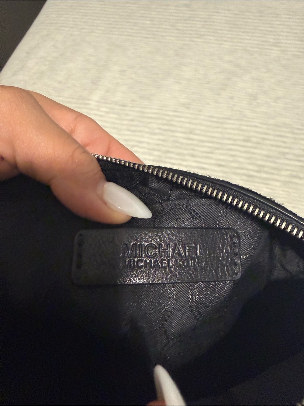 Michael Kors Black faux fur Zip Pouch